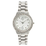 Wrist watch with gold and silver band pattern
